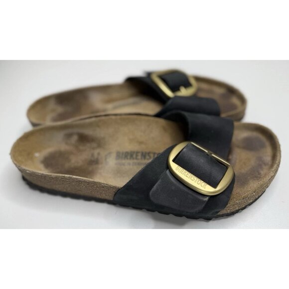 Birkenstock Madrid Big Buckle Black Leather Slide Sandals Size 41 - Picture 4 of 11